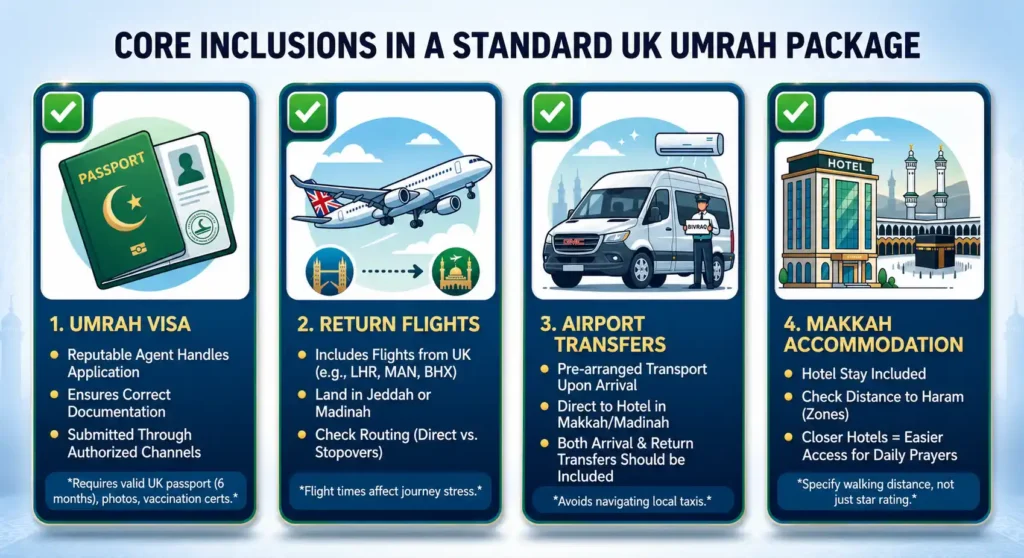Image Showing What is Included In a Standard Umrah Package from UK